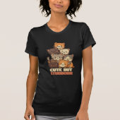 Cute But Stubborn Cat Stack funny Tshirt  (Voorkant)