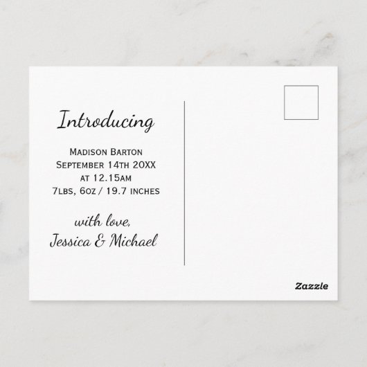 Cute Butterflies Baby Girl Foto aankondiging Briefkaart (Achterkant)