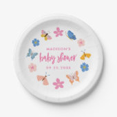 Cute Butterflies Baby Shower Papieren Bordje (Voorkant)
