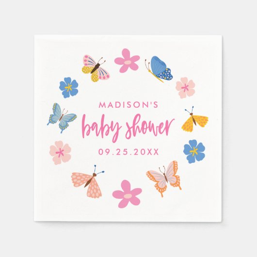 Cute Butterflies Baby Shower Servet (Voorkant)