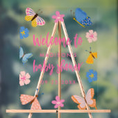 Cute Butterflies Baby Shower Welcome Acryl Bord (Neutraal)