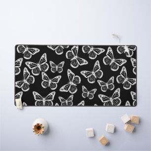 Cute Butterflies Elegant Chic Pattern Black White Bureaumat