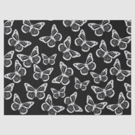 Cute Butterflies Elegant Chic Pattern Black White Tissuepapier