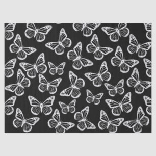 Cute Butterflies Elegant Chic Pattern Black White Tissuepapier