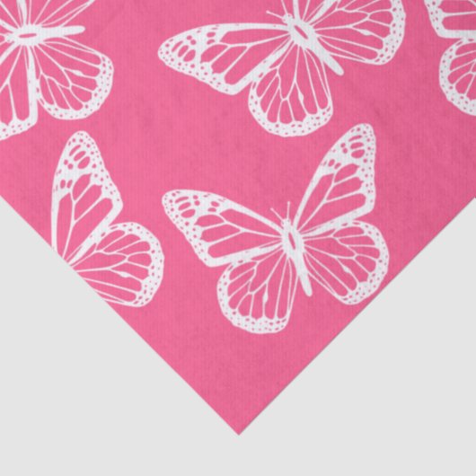 Cute Butterflies Elegant Pattern Girly Pink Tissuepapier (Detail)