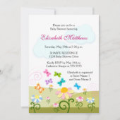 Cute Butterflies en Daisies Baby shower Kaart (Voorkant)