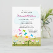 Cute Butterflies en Daisies Baby shower Kaart (Staand voorkant)