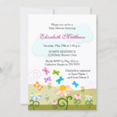 Cute Butterflies en Daisies Baby shower Kaart (Voorkant)