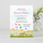 Cute Butterflies en Daisies Baby shower Kaart (Staand voorkant)