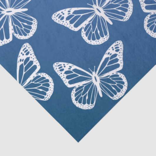 Cute Butterflies  Festive Pattern White Blue Tissuepapier (Detail)