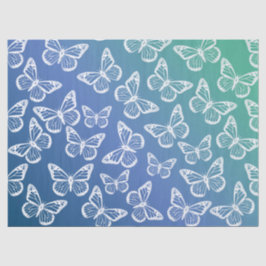 Cute Butterflies  Festive Pattern White Blue Tissuepapier