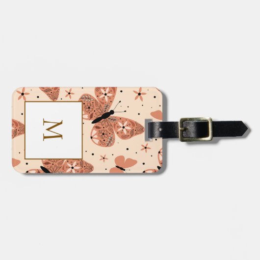 Cute Butterflies Pattern Seamless Background Bagagelabel (Voorkant horizontaal)