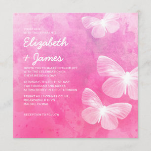 Cute Butterflies Wedding Invitations Kaart
