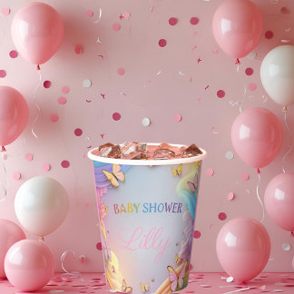 Cute Butterfly Baby Girl Paper Cup Papieren Bekers