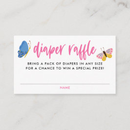 Cute Butterfly Baby Shower Diaper Raffle Ticket  Informatiekaartje