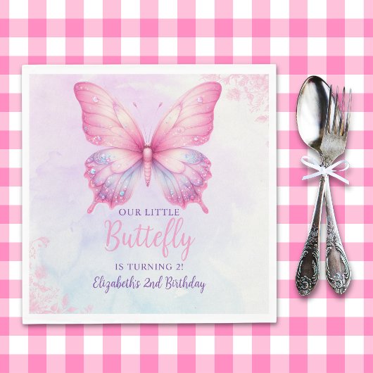Cute Butterfly Birthday Girl Party Servet