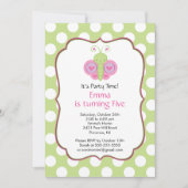 Cute Butterfly Birthday Party Invitation Kaart (Voorkant)