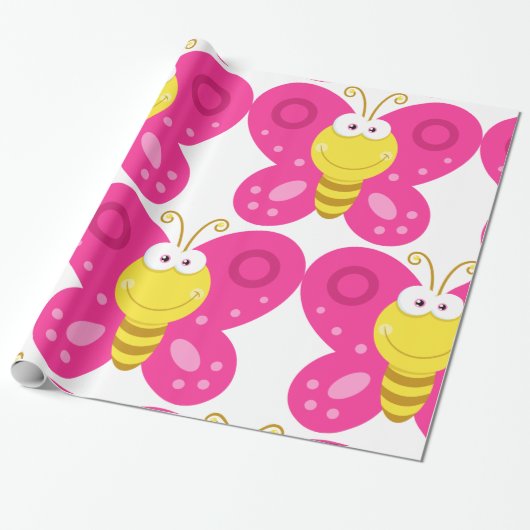 Cute Butterfly Cadeaupapier (Uitgerold)