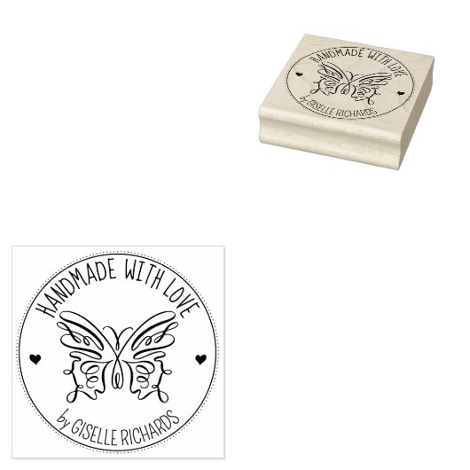 Cute Butterfly Custom Handmade with love, Rubberstempel (Gestempeld)