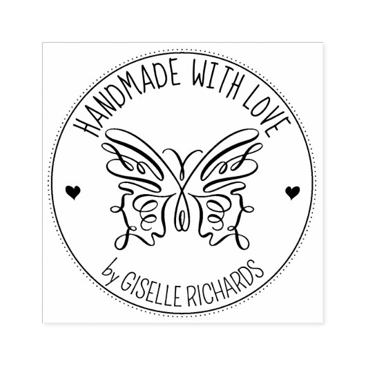 Cute Butterfly Custom Handmade with love, Rubberstempel (Afrduk)