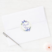 Cute Butterfly Dank je Floral Wreath Wedding Ronde Sticker (Envelop)