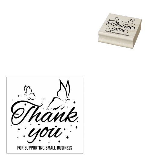 Cute Butterfly Dank u Rubberstempel (Gestempeld)