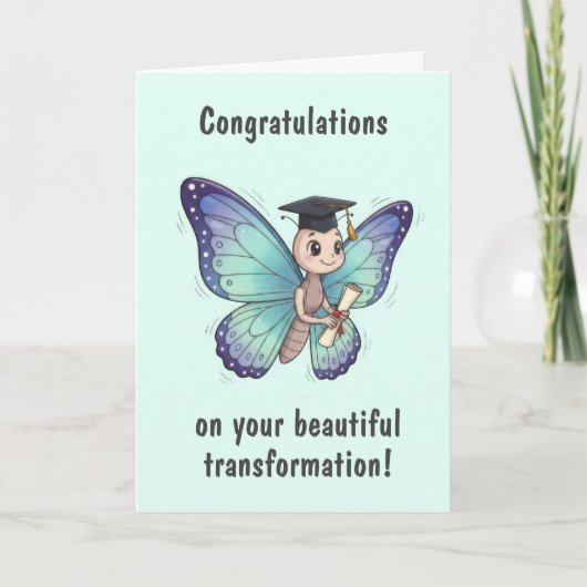 Cute Butterfly Graduation Card Kaart (Voorkant)