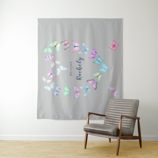 Cute Butterfly Heart Wandkleed (In situ)