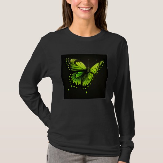Cute Butterfly Illustration Lime Green Gorgeous Wo T-shirt (Voorkant)