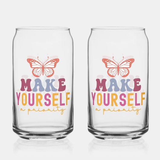 Cute Butterfly Mental Health Inspirational Design Blikvorm Glas (Voorkant)