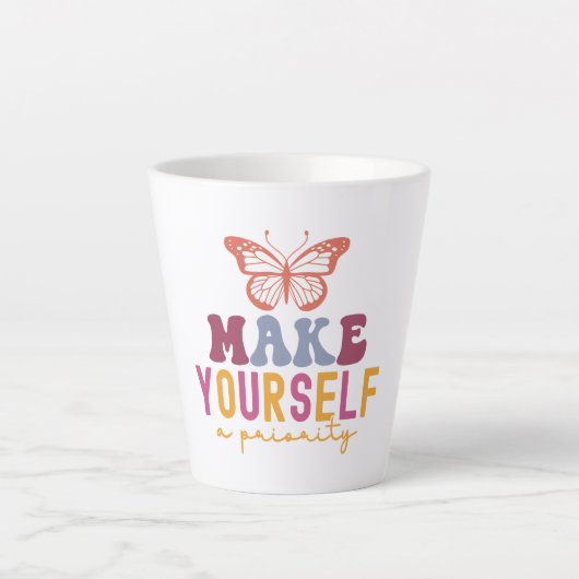 Cute Butterfly Mental Health Inspirational Design Latte Mok (Voorkant)