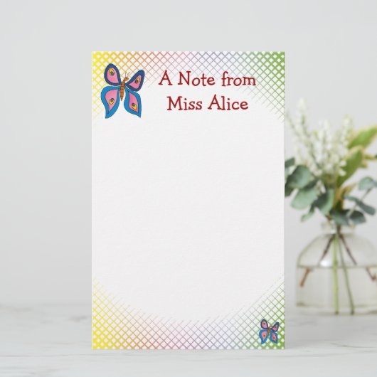 Cute butterfly | met de naam van uw kind briefpapier (Staand voorkant)