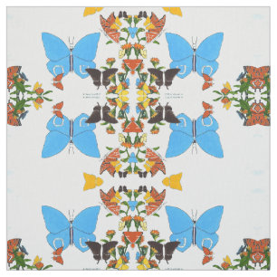 Cute Butterfly Mirrored Collage Pima Cotton Stof