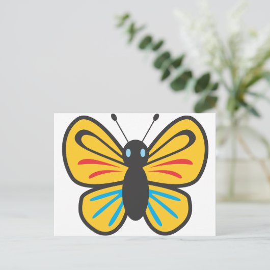 Cute Butterfly Monarch Cartoon Briefkaart (Staand voorkant)