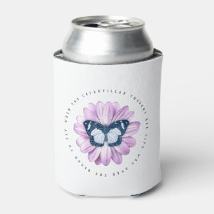 Cute Butterfly op Pink Daisy Inspirerend Quote Blikjeskoeler