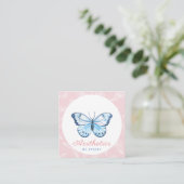 Cute Butterfly Pattern esthetics Add QR Code Roze Vierkante Visitekaartje (Staand voorkant)