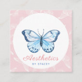 Cute Butterfly Pattern esthetics Add QR Code Roze Vierkante Visitekaartje (Voorkant)