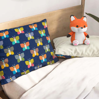 Cute Butterfly Pattern on Blue Kussensloop