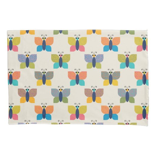 Cute Butterfly Pattern on Cream Kussensloop (Voorkant)