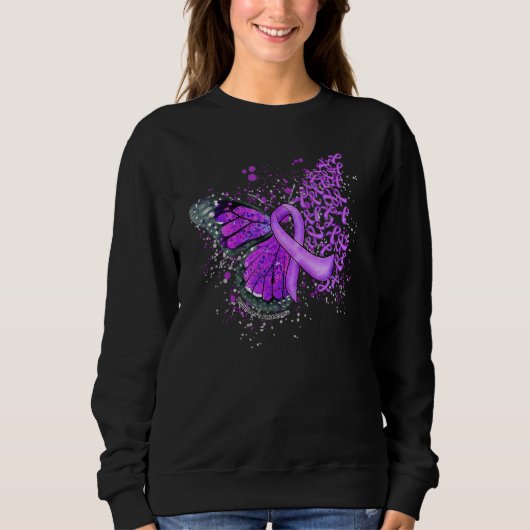 Cute Butterfly Ribbon Paars Spread Alzheimer Aw Trui (Voorkant)