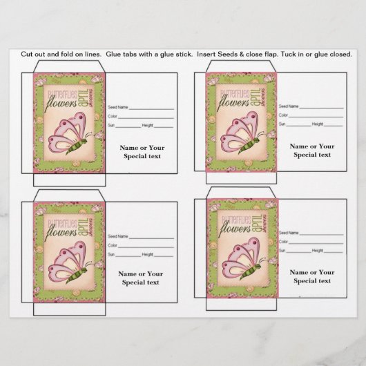 Cute Butterfly Seed Packet Gift of Favor Flyer (Voorkant)