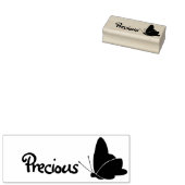 Cute Butterfly Symbool Naam Edel Aangepaste tekst Rubberstempel (Gestempeld)