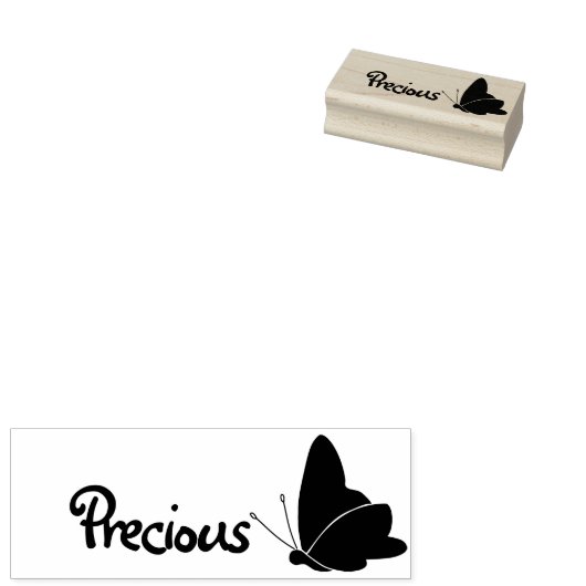 Cute Butterfly Symbool Naam Edel Aangepaste tekst Rubberstempel (Gestempeld)
