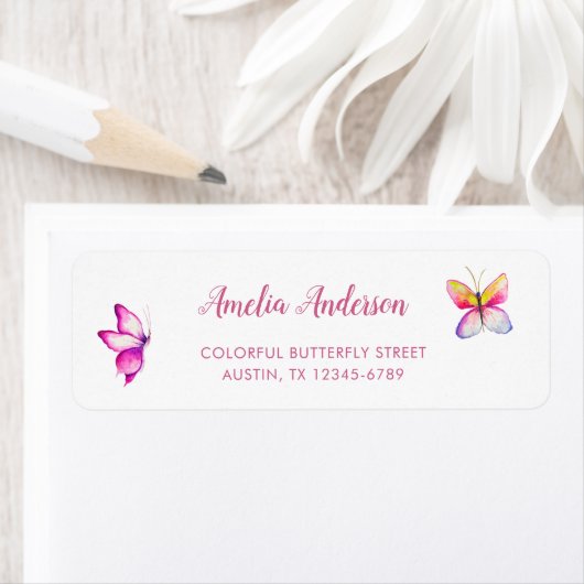 Cute Butterfly Theme Spring Return Address Etiket (Insitu)