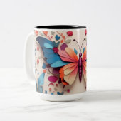 Cute Butterfly Tweekleurige Koffiemok (Voorkant links)