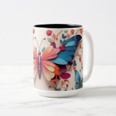 Cute Butterfly Tweekleurige Koffiemok (Voorkant rechts)