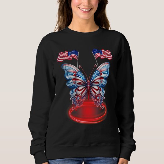 Cute Butterfly USA Flag 4th Of July for USA Americ Trui (Voorkant)