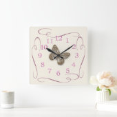 Cute Butterfly Vierkante Klok (Huis)