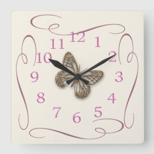 Cute Butterfly Vierkante Klok