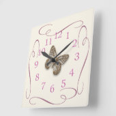 Cute Butterfly Vierkante Klok (Hoek)